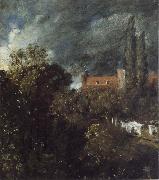 John Constable View into a Garden in Hampstead with a Red House beyond china oil painting artist